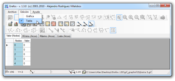 Edición en modo tabular