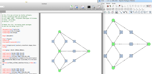 Ejemplo de grafo en LaTeX (izquierda) y original de Grafos (derecha)